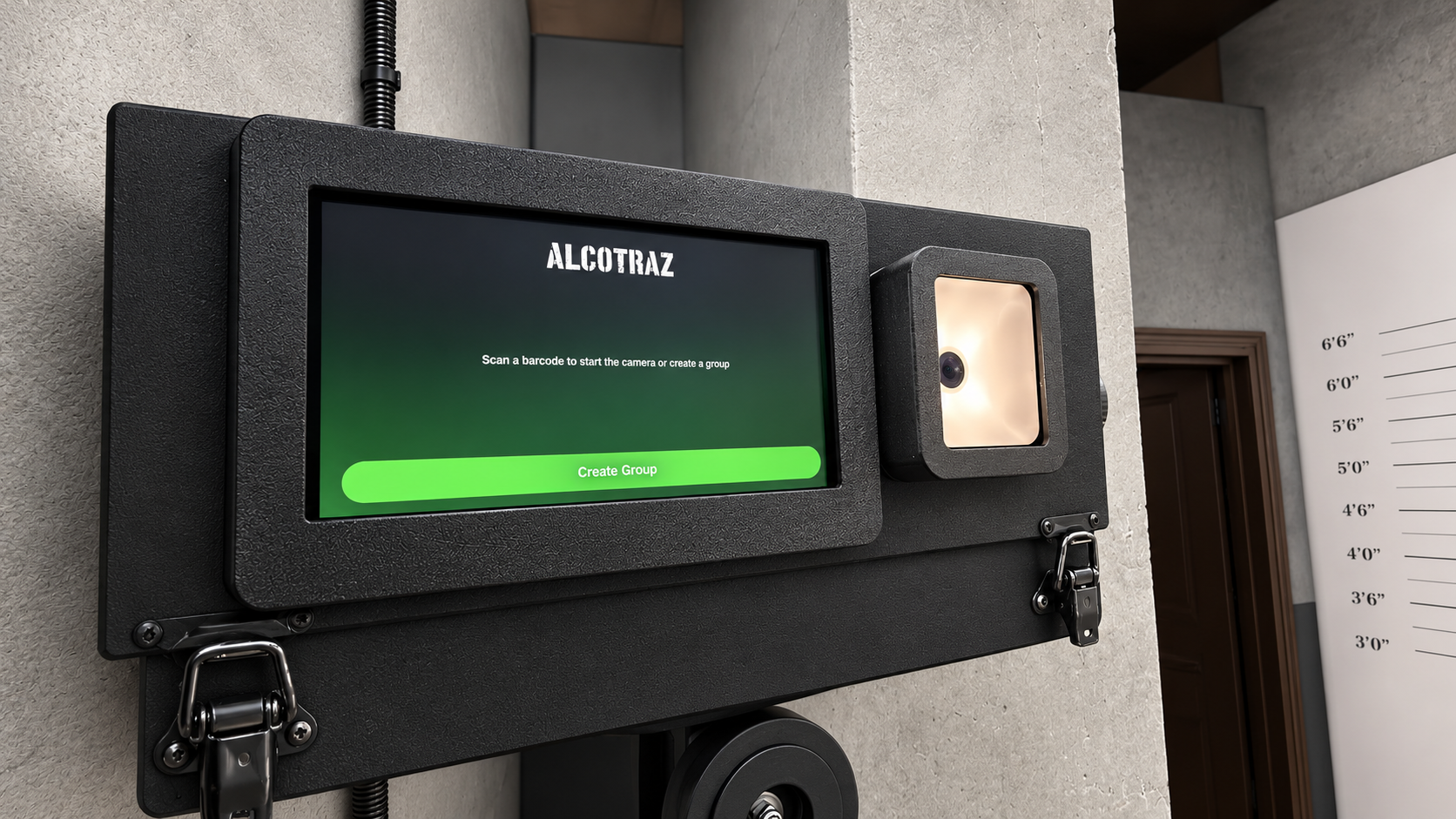 Alcotraz touchscreen and camera integrated into an industrial housing